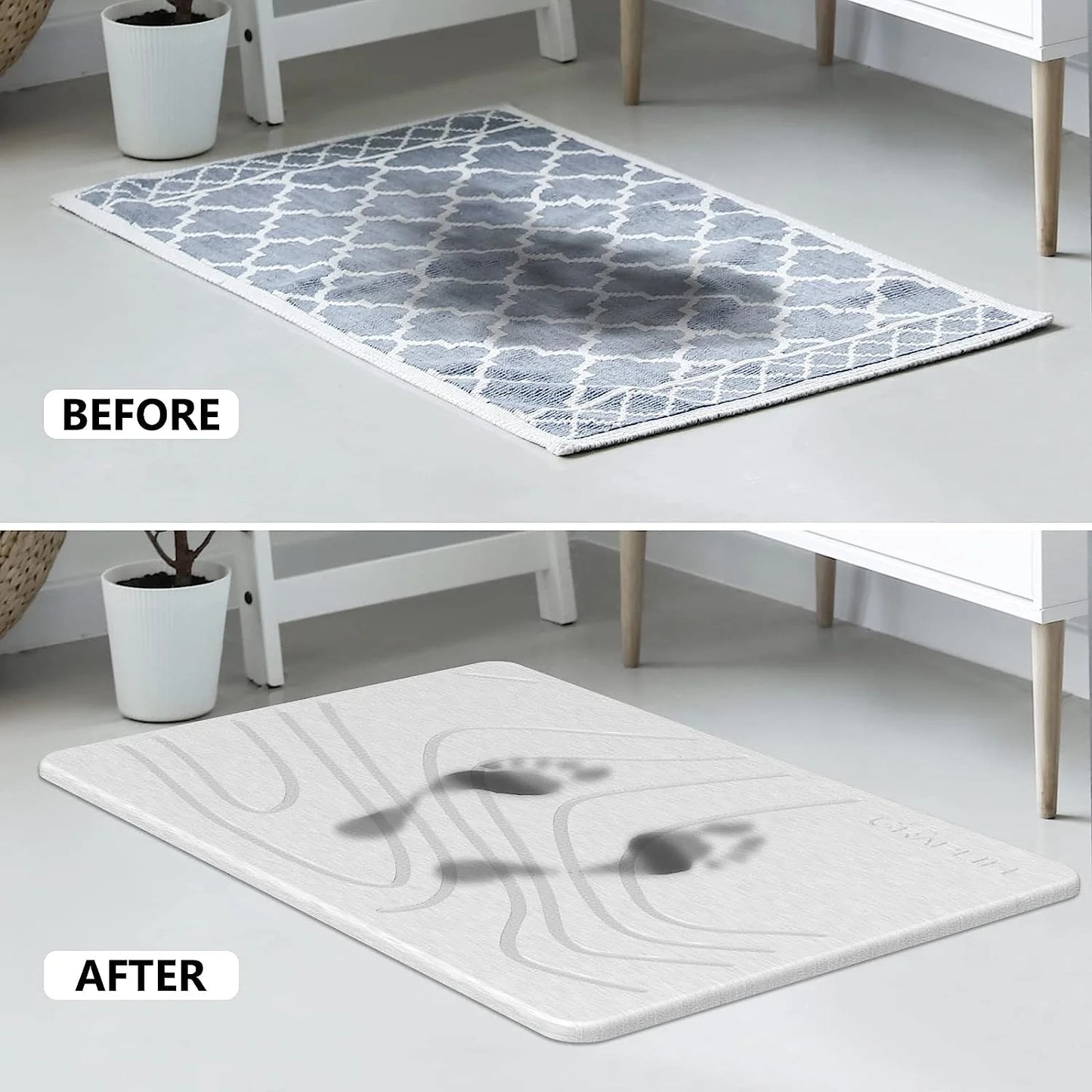 TerraDry Stone Bath Mat - Non-Slip Super Absorbent Diatomaceous Earth Stone Mat