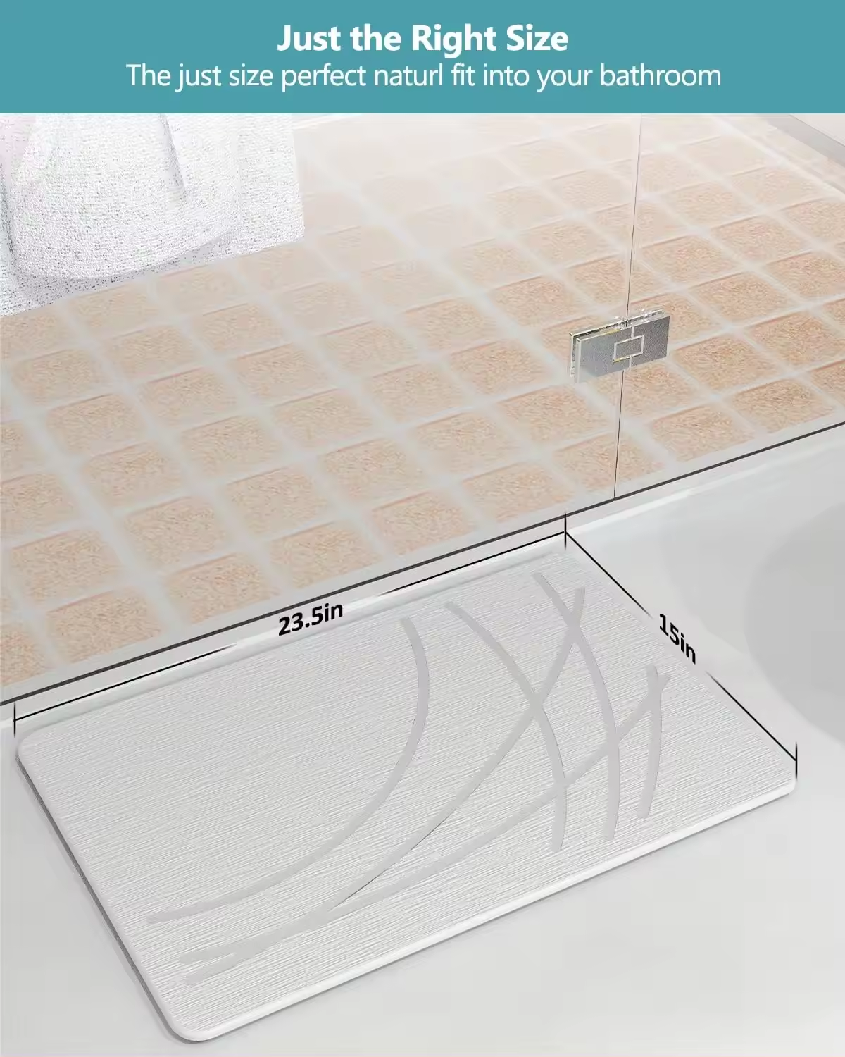 TerraDry Stone Bath Mat - Non-Slip Super Absorbent Diatomaceous Earth Stone Mat