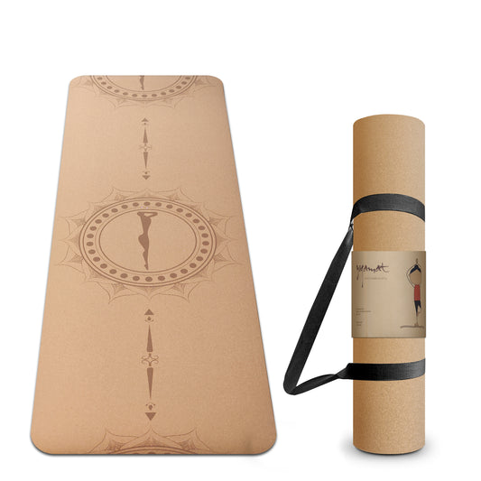 Premium Non Toxic Cork Yoga Mat with Storage Bag & Strap - 4MM Thick Large Size | Eco-Friendly, Non-Slip, & Sweat Resistant