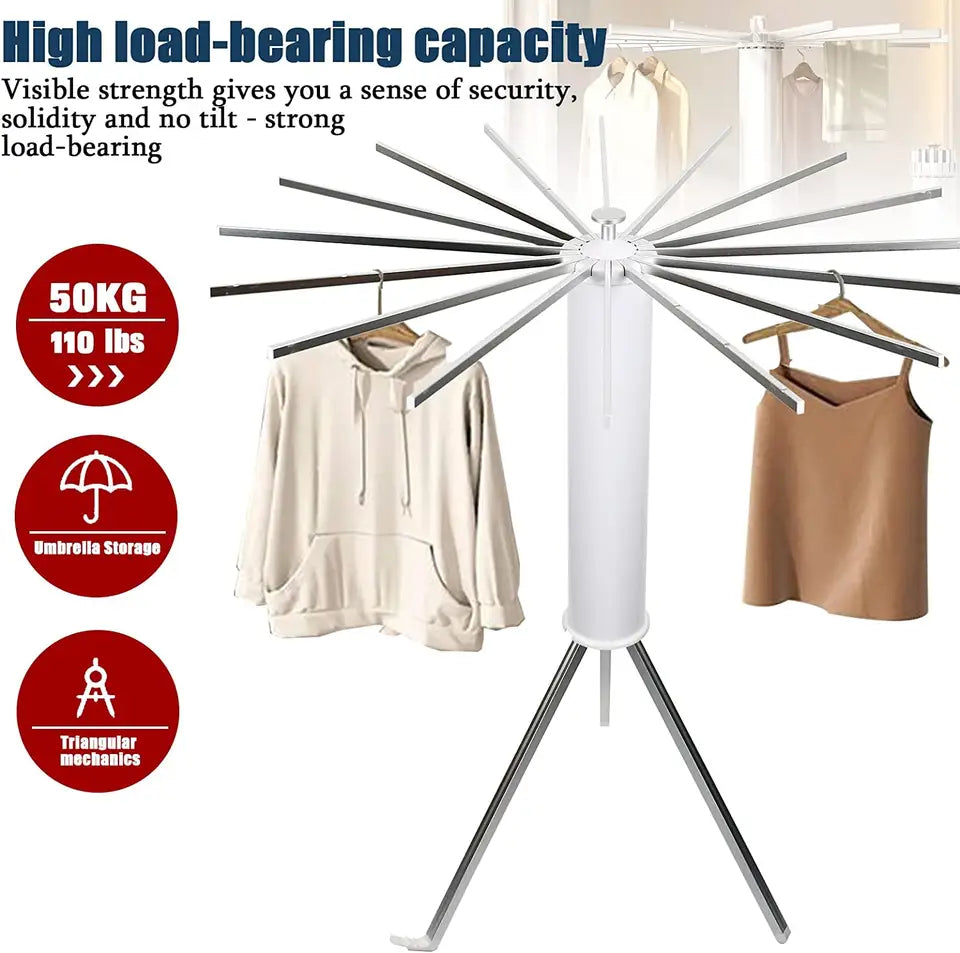 KiMy Homes Premium Aluminium Foldable Clothes Drying Stand with 16 Fol